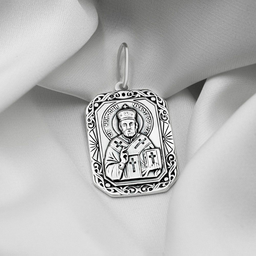 Срібна ладанка Миколай Чудотворець