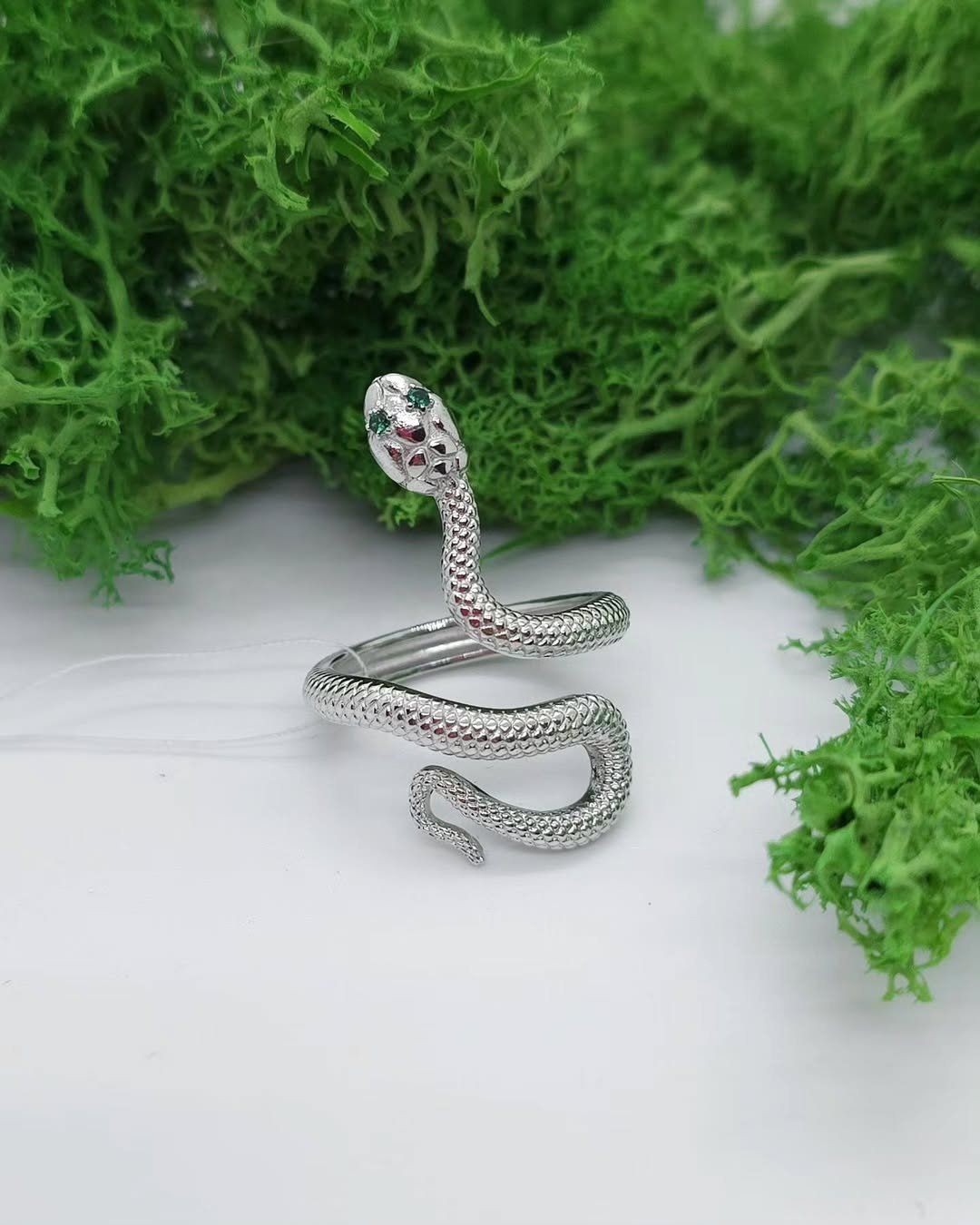 Срібна каблучка Змійка з родієвим покриттям🐍