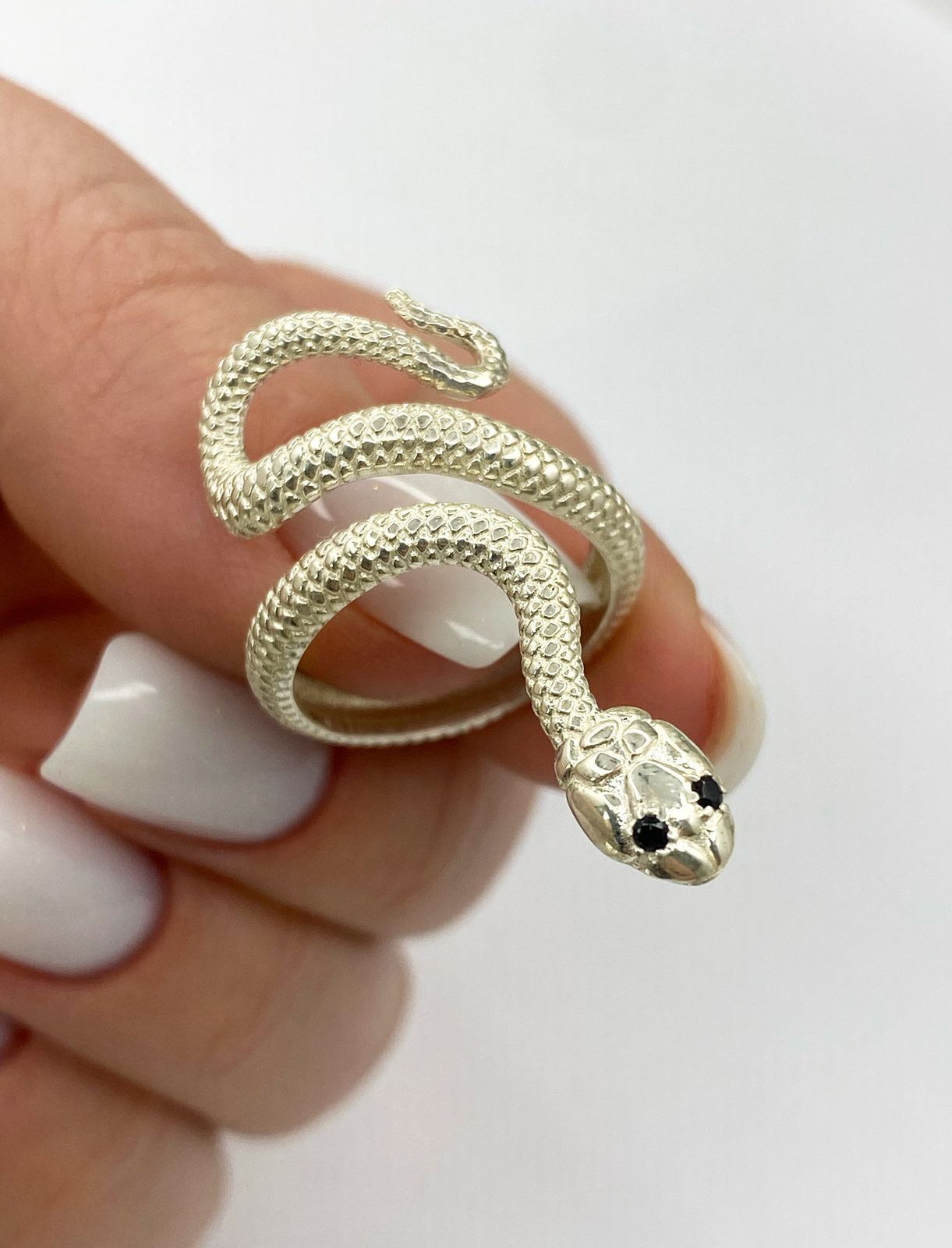 Срібна каблучка Змійка з родієвим покриттям🐍