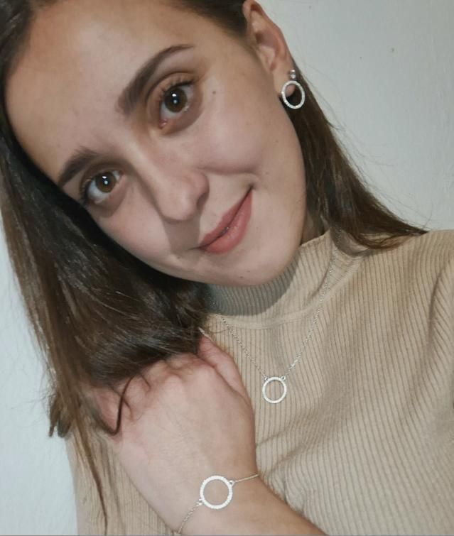 Срібний набір Коло з родієвим покриттям