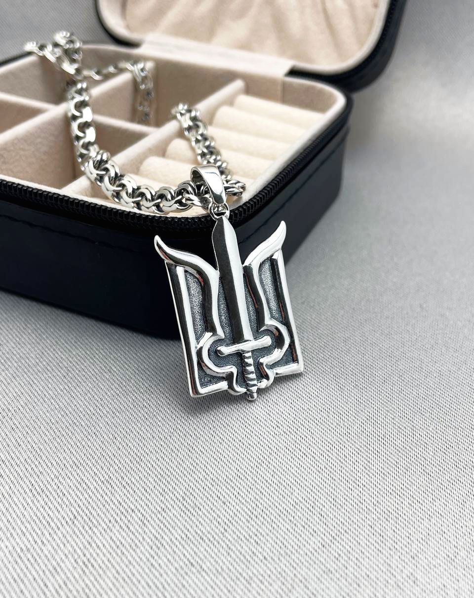 Срібний підвіс Тризуб з Мечем