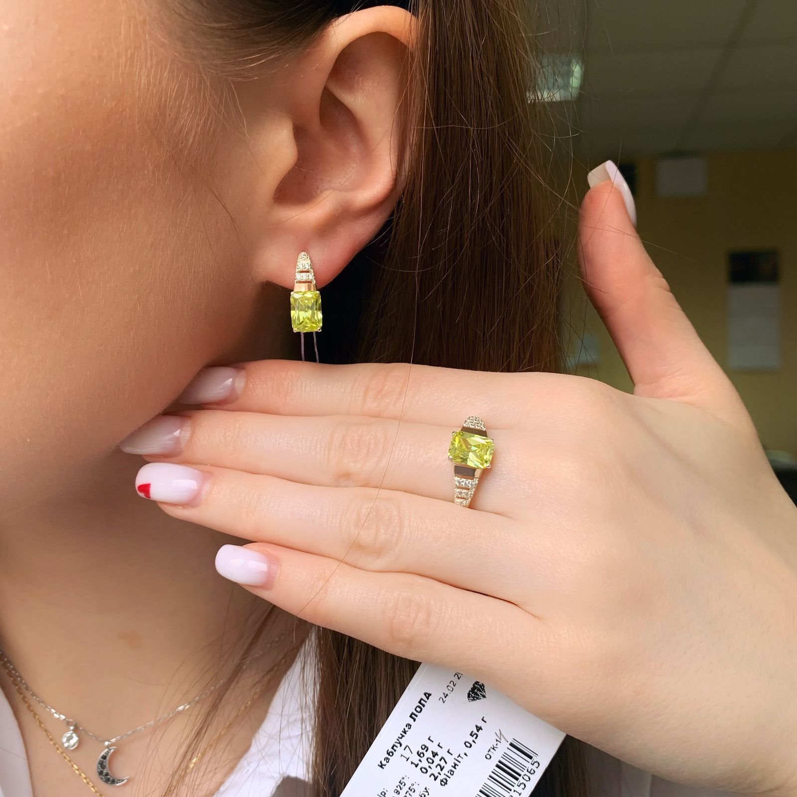 Срібний набір з золотими вставками Лола