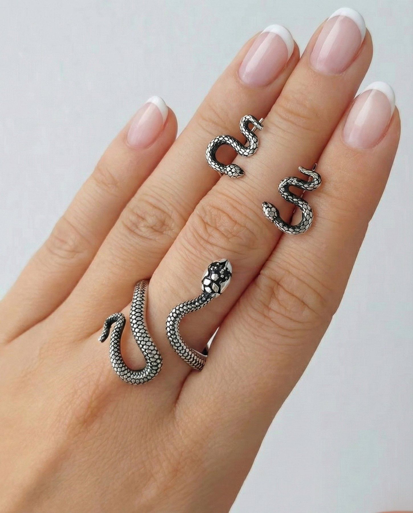 Срібний набір з чорнінням Змійка 🐍
