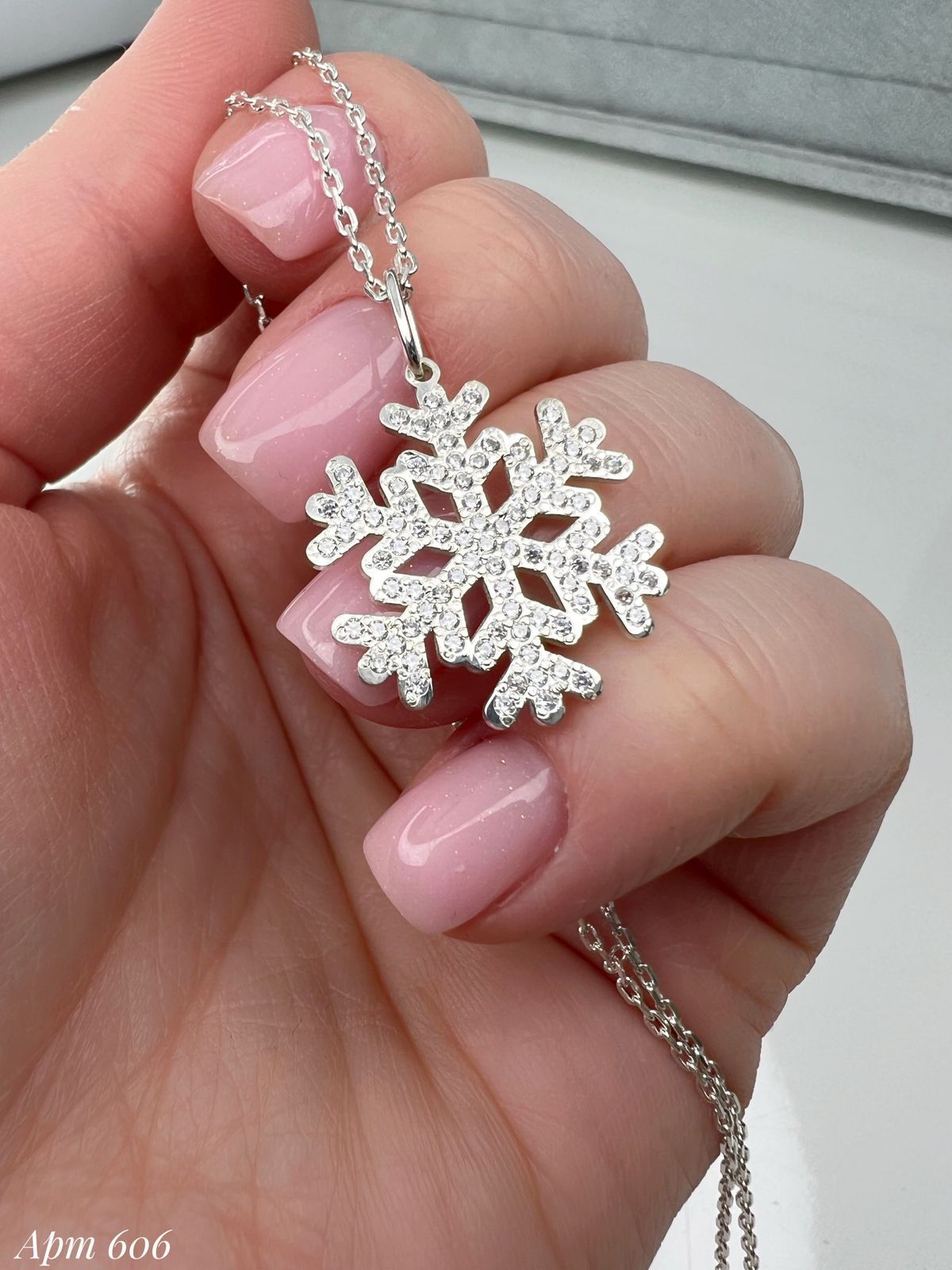 Срібне кольє Сніжинка з родієвим покриттям ❄️
