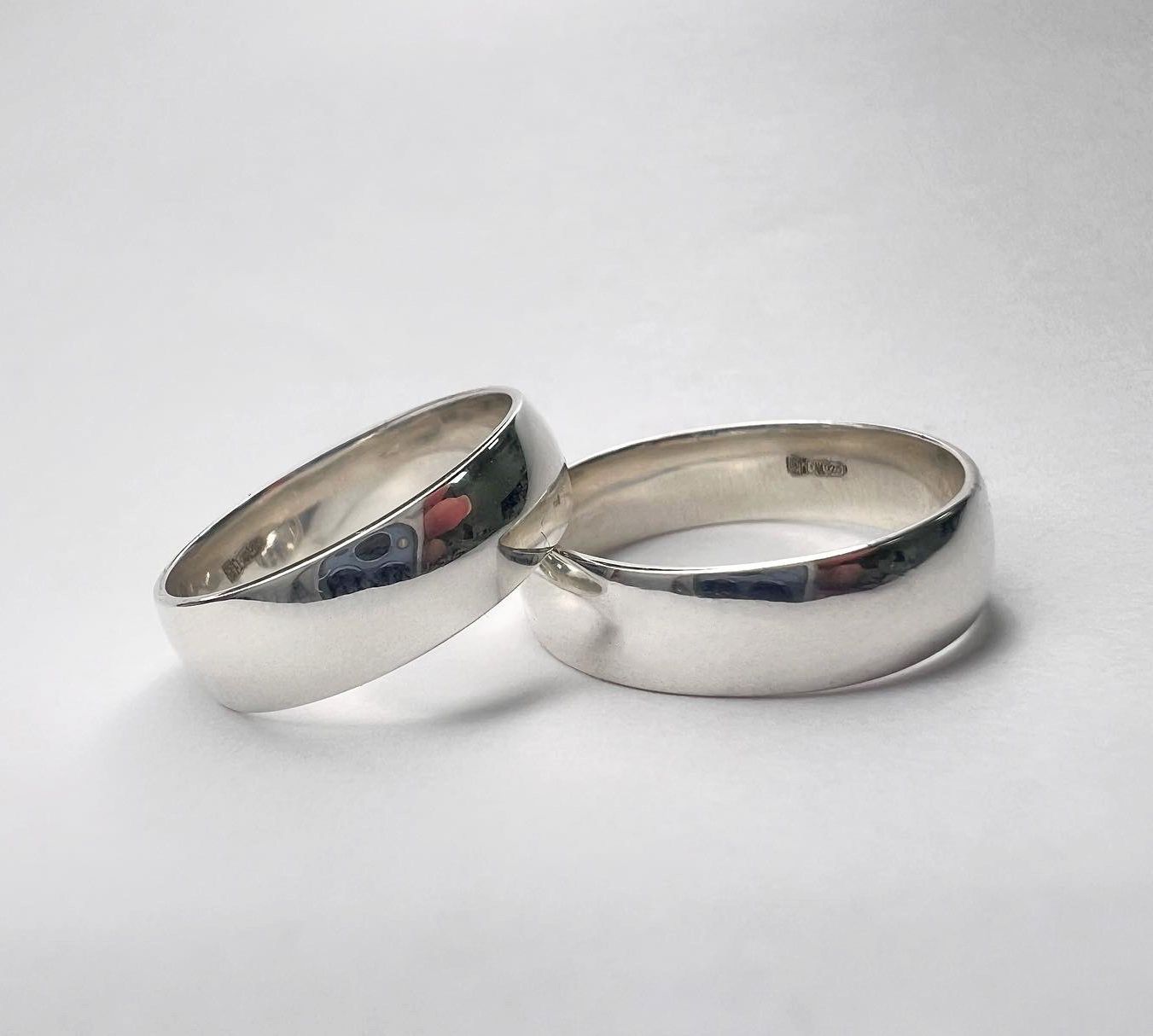 Срібні обручки 6 мм з родієвим покриттям 🤵&zwj;♂️❤️👰&zwj;♀️