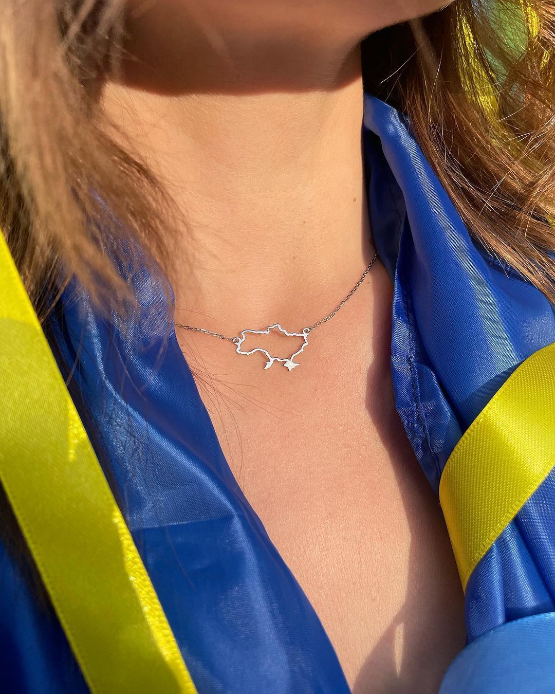 Срібне кольє Україна з родієвим покриттям 💙💛
