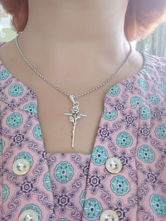 Срібний хрестик Троянда 🌹