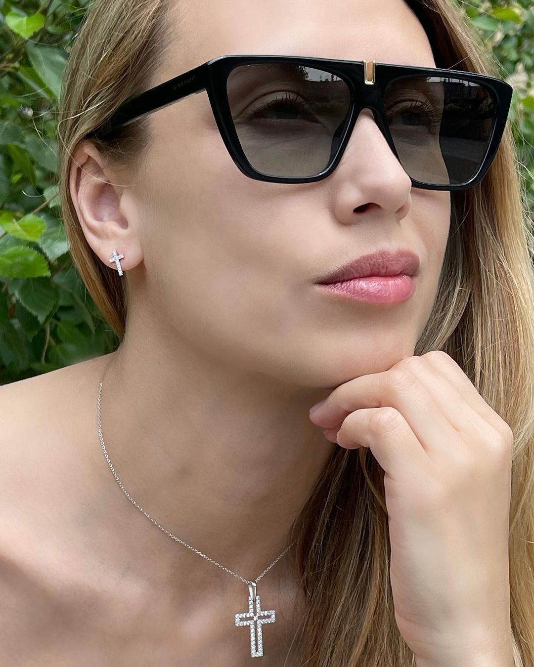 Срібні сережки-пусети Хрестики з родієвим покриттям