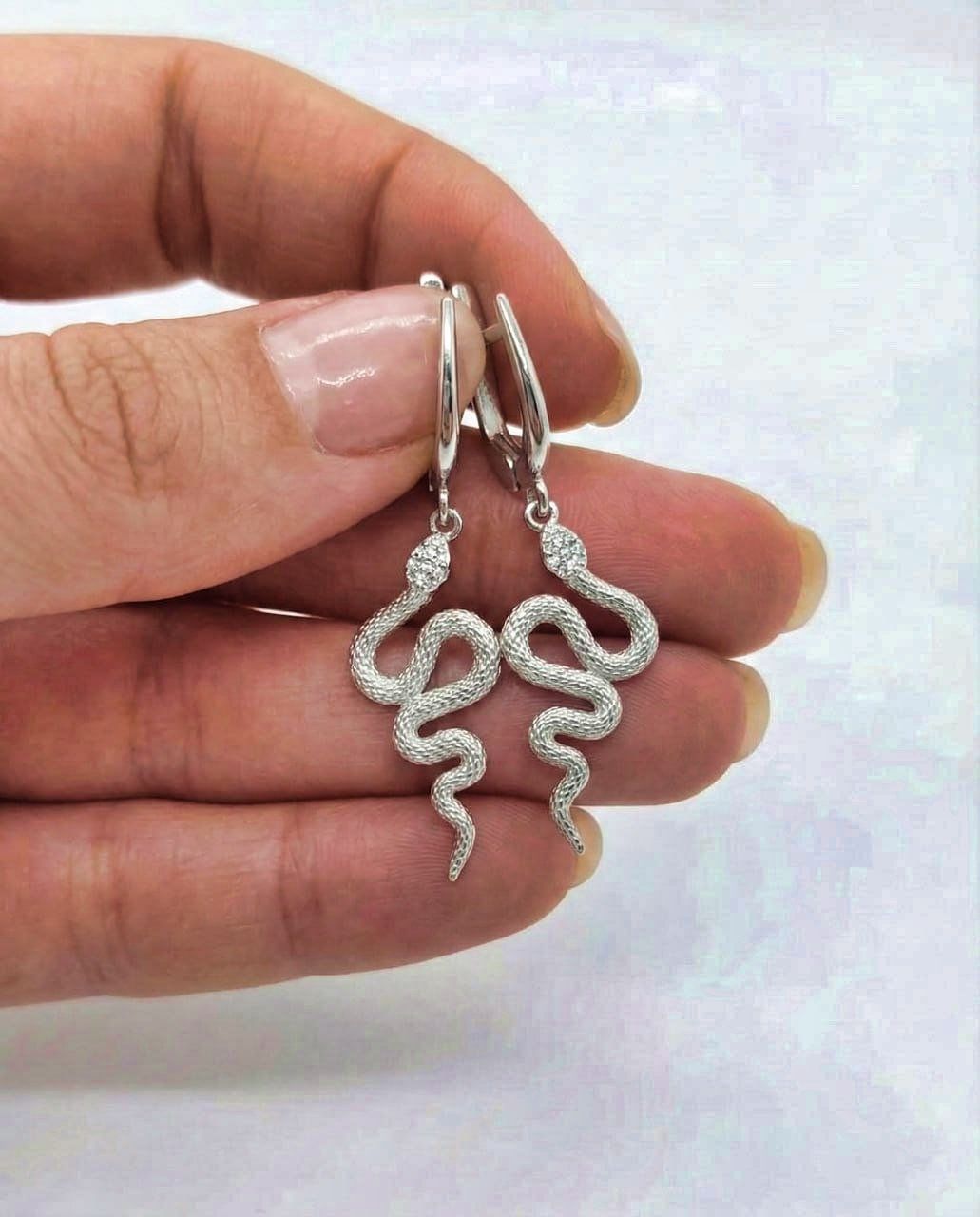 Срібні сережки Змійка 🐍