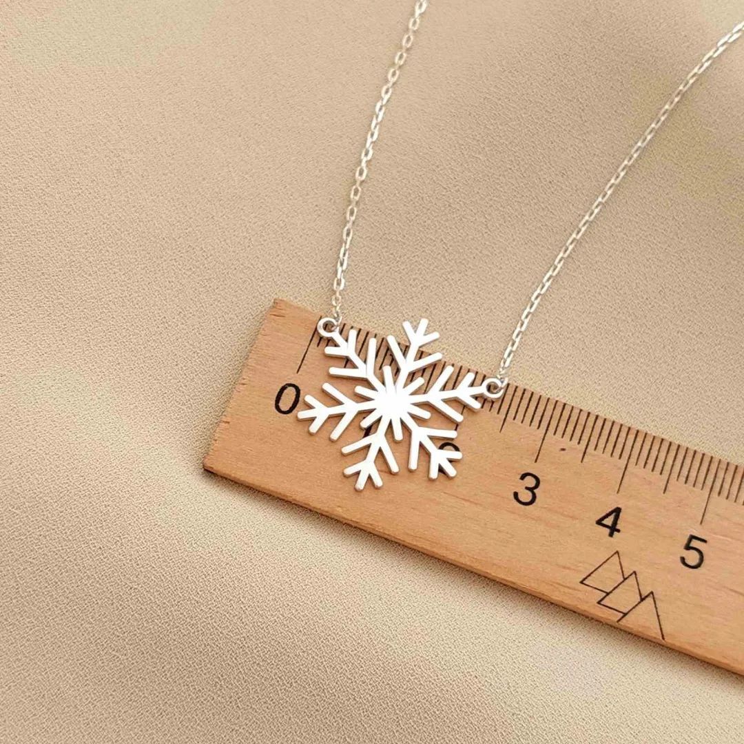 Срібне кольє Сніжинка з родієвим покриттям ❄️
