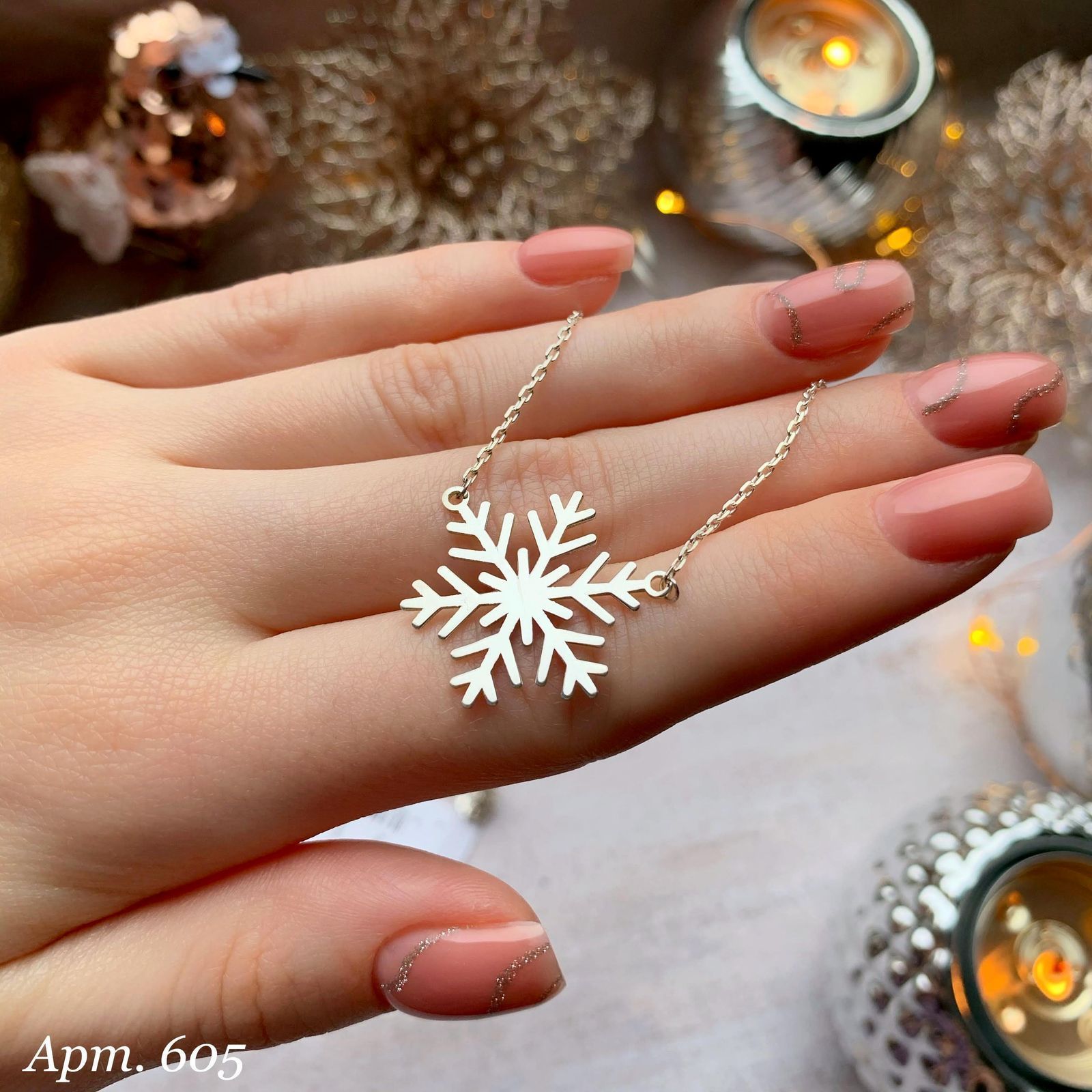 Срібне кольє Сніжинка з родієвим покриттям ❄️