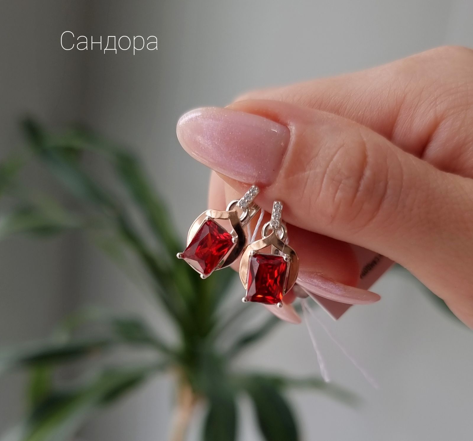 Срібні сережки з золотими вставками Сандора